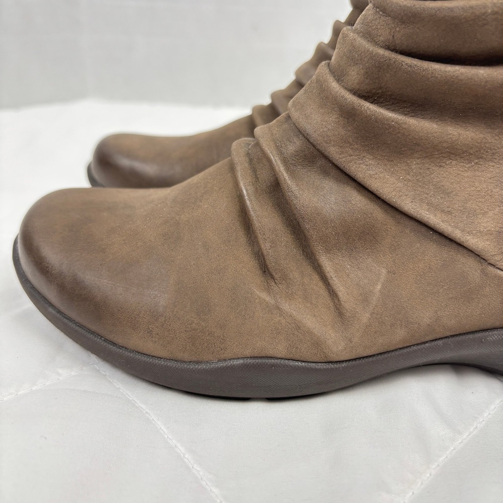 Earth Origins Leather Slouch Ankle Boots Brown Comfort Zip Womens 8 - Picture 7 of 13